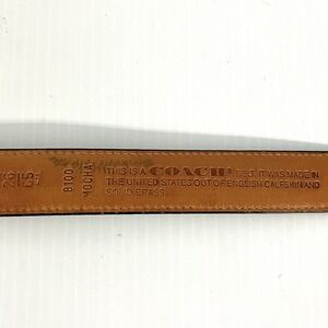 Coach Brown Leather Belt Womens Sz 26 Thin Brass Buckle #8100‎ Made in USA